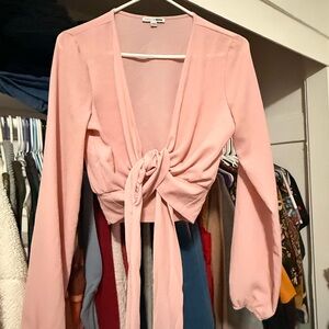 Fashion Nova Pink Long Sleeve Crop Top